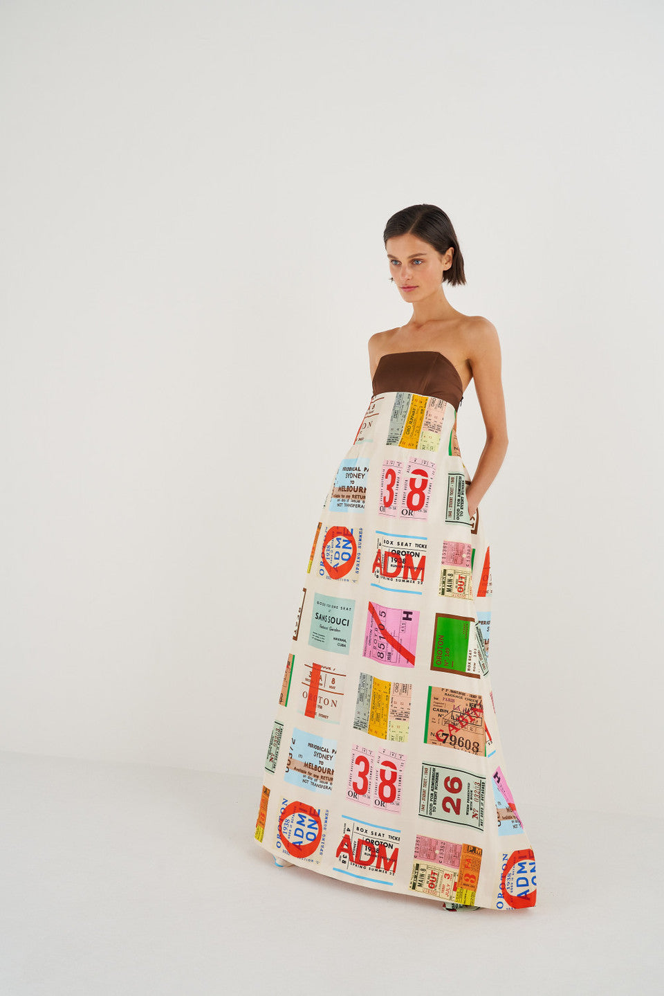 Ticket Print Gown - Size 8