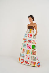 Ticket Print Gown - Size 8