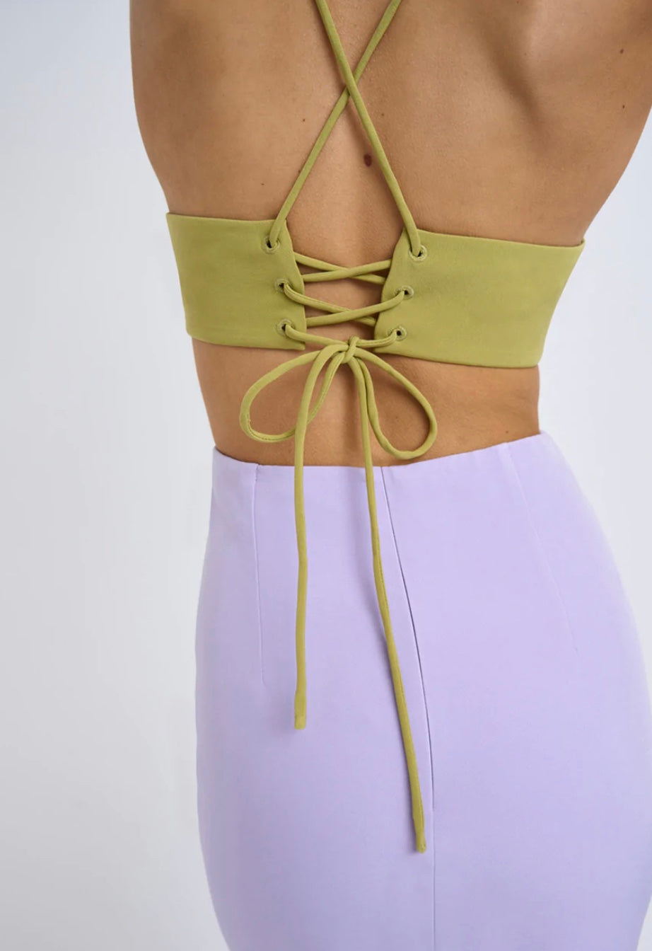 Fresco Halter Maxi In Lavende Sage - Size 10