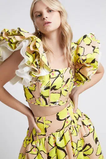Pelicano Citrus Bloom Midi Skirt & Crop Set - Size 10