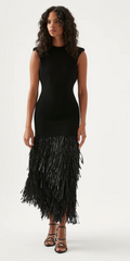 Rushes Raffia Knit Midi Dress - Medium