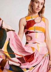 Jolie Abstract Cut Out Midi Dress - Size 10