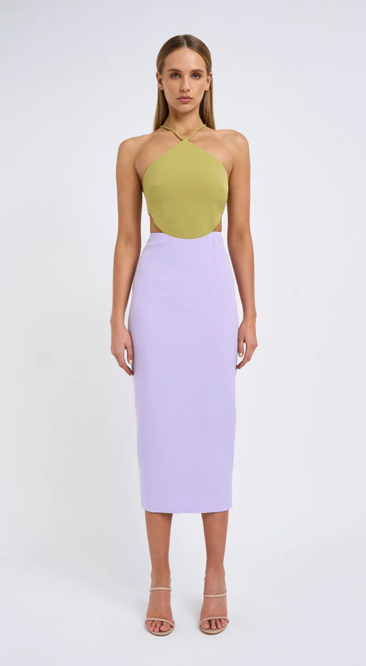 Fresco Halter Maxi In Lavende Sage - Size 10