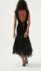 Rushes Raffia Knit Midi Dress - Medium