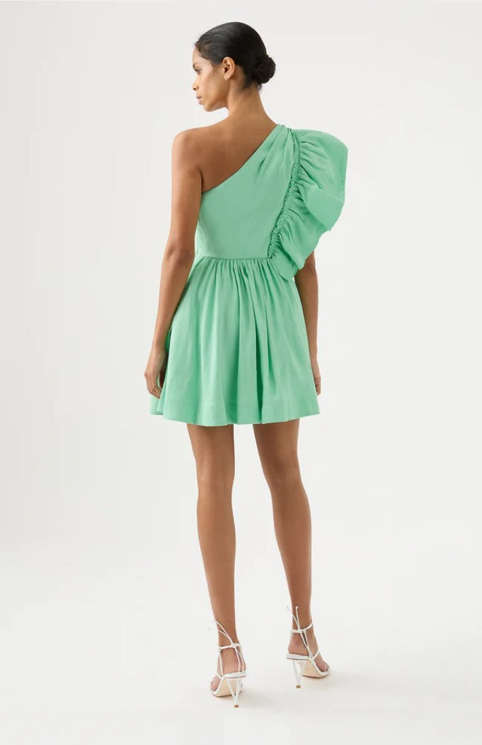 Bonjour Asymmetric Mini Dress - Marine Green - Size 10