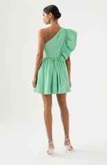 Bonjour Asymmetric Mini Dress - Marine Green - Size 10
