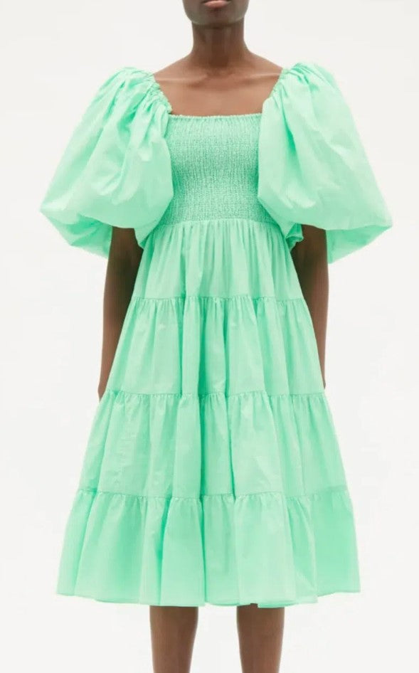 Cherished Puff-Sleeve Midi Dress - Size 10
