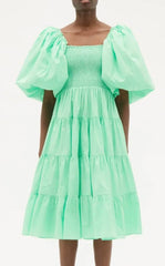 Cherished Puff-Sleeve Midi Dress - Size 10