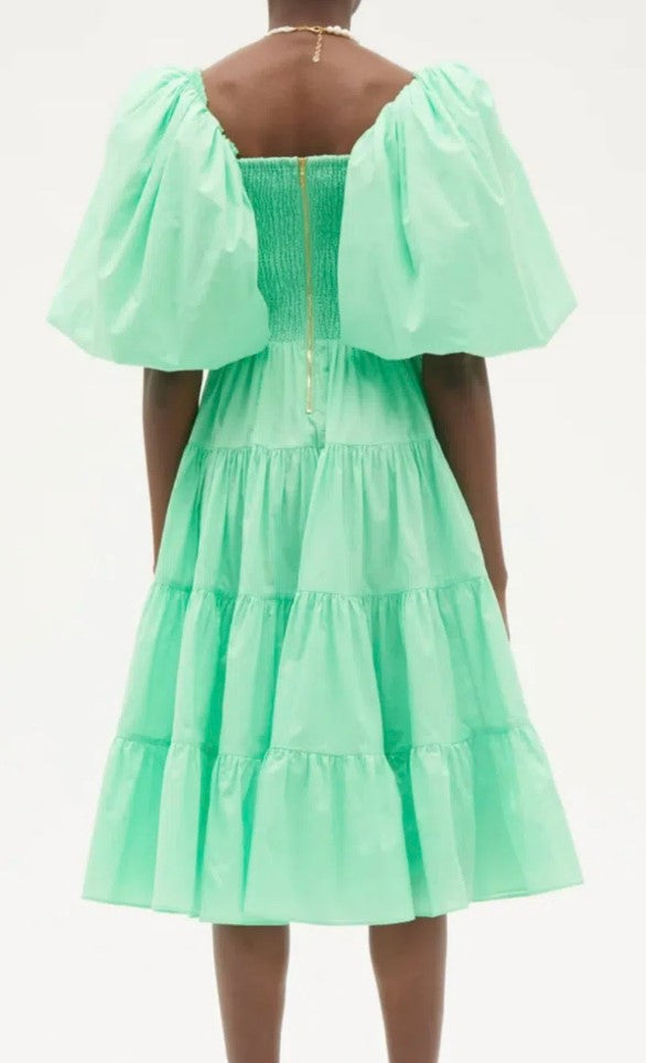 Cherished Puff-Sleeve Midi Dress - Size 10