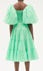 Cherished Puff-Sleeve Midi Dress - Size 10