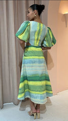 Temple Dress In Impressionist Stripe - Size 8