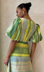 Temple Dress In Impressionist Stripe - Size 8