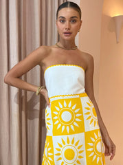 Wavy Strapless Maxi Dress In Large Sol - Size 10