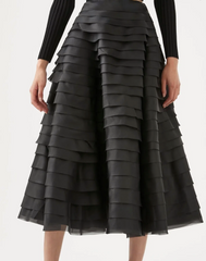 Amour Ruffle Midi Skirt & Cannes Braided Cut Out Top - Size M/8