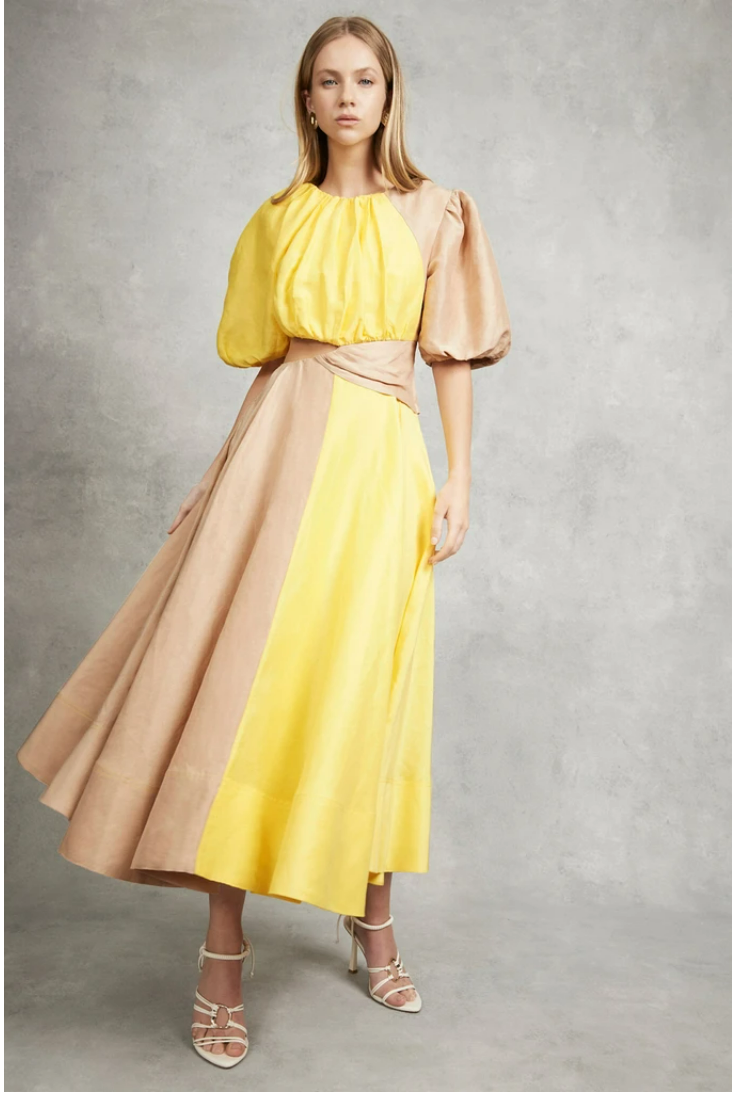 Caliente Two Tone Puff Sleeve Dress - Size 10
