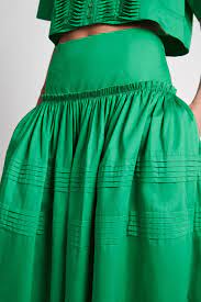 Poised Pleated Midi Skirt and Tidal Tucked Crop Top Set - Size 8